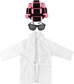 Adolala Newborn Photography Props 4 PCS Photoshoot Outfits Bathrobe Baby Curler Hat Bead Necklace Glasses Costume Sets